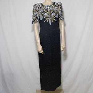 Laurence Kazar Silk Long Evening Dress Vintage